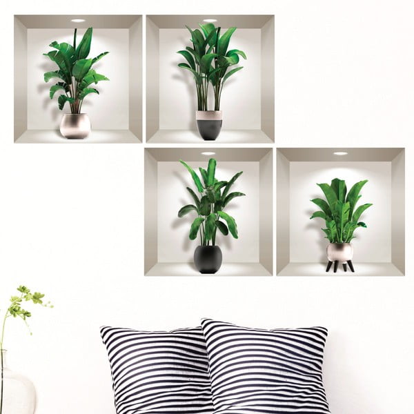 Set od 4 zidne 3D samoljepljive naljepnice Ambiance Exotic Palm Leaves-image-2