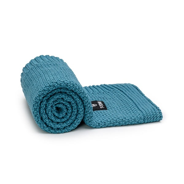Tamno plava pamučna pletena deka za bebe 80x100 cm Spring – T-TOMI