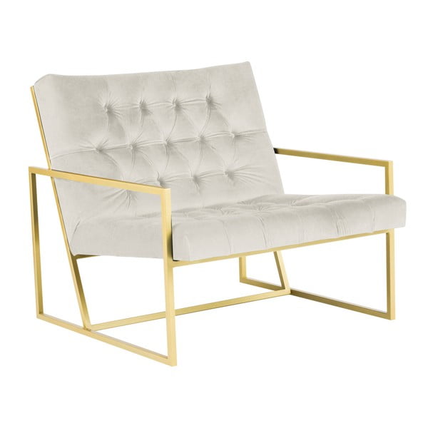 Krem fotelja sa zlatnom konstrukcijom Mazzini Sofas Bono