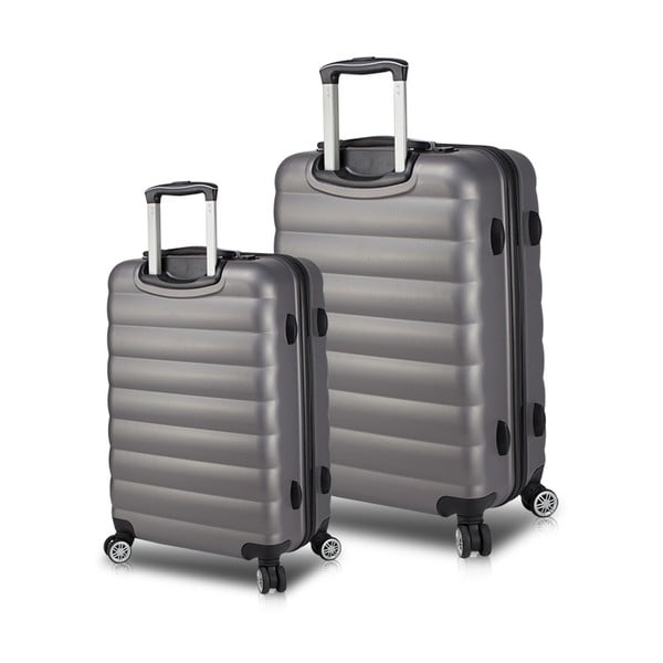 Set od 2 siva putna kovčega na kotačima s USB priključcima My Valice RESSNO Cabin &amp; Medium