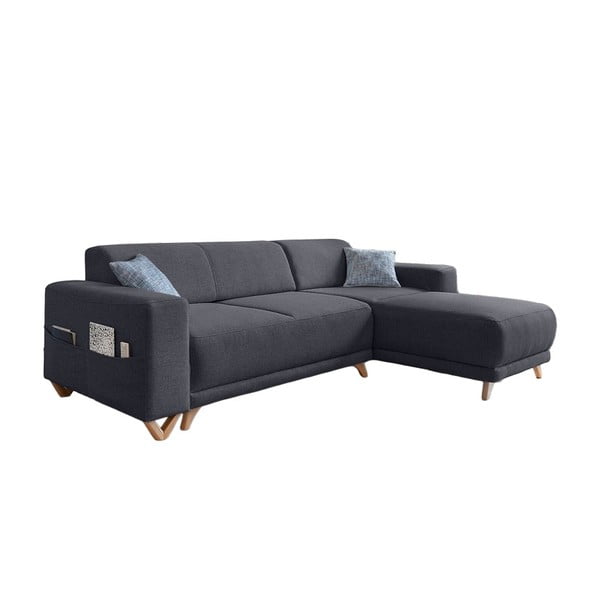 Antracitno siva sklopiva/s prostorom za odlaganje kutna garnitura Classy Sophie – Miuform