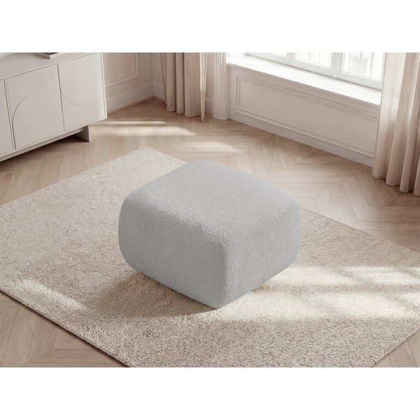 Svijetlo sivi tabure od bouclé tkanine Montaigne – Bobochic Paris-image-4