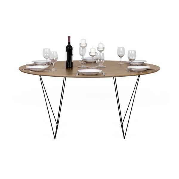 Blagovaonski stol u dekoru od oraha s crnom bazom Symbiosis Row, ⌀ 150 cm-image-2