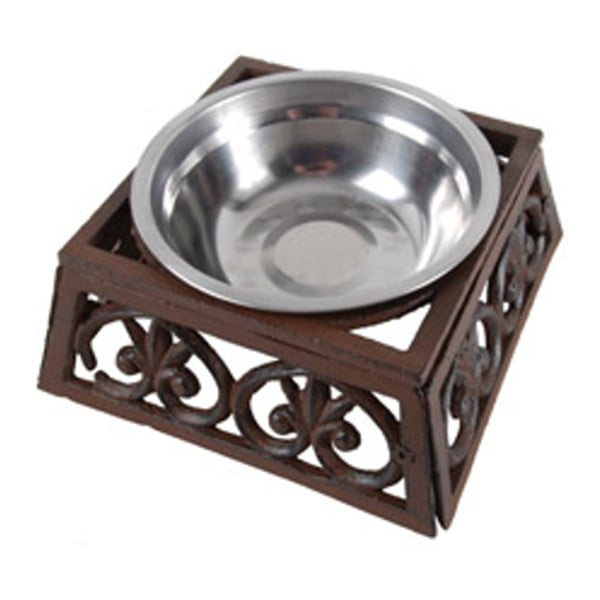 Zdjela od nehrđajućeg čelika za pse s bazom od lijevanog željeza Esschert Design, širine 17 cm