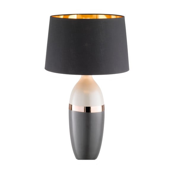Crna/siva stolna lampa s tekstilnim sjenilom (visina 45 cm) Foro – Fischer & Honsel