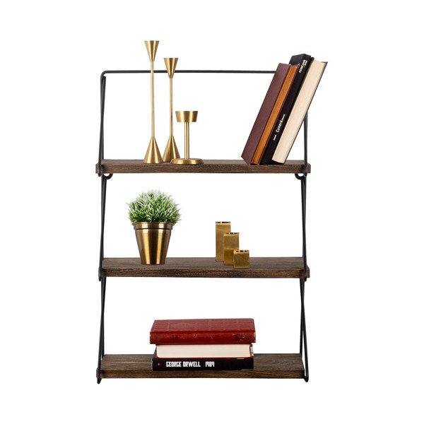 Polica s više razina od masivne smreke u prirodnoj boji 40 cm Violaceae – Kalune Design-image-2