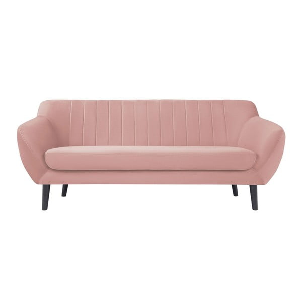Svijetlo ružičasta sofa za tri Mazzini Sofe Toscane, crne noge