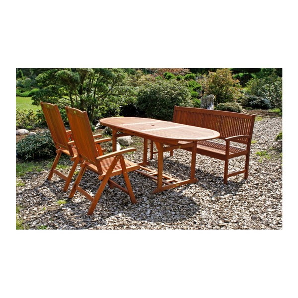 Vrtna klupa za 3 osobe od drveta eukaliptusa Garden Pleasure Stockholm-image-2