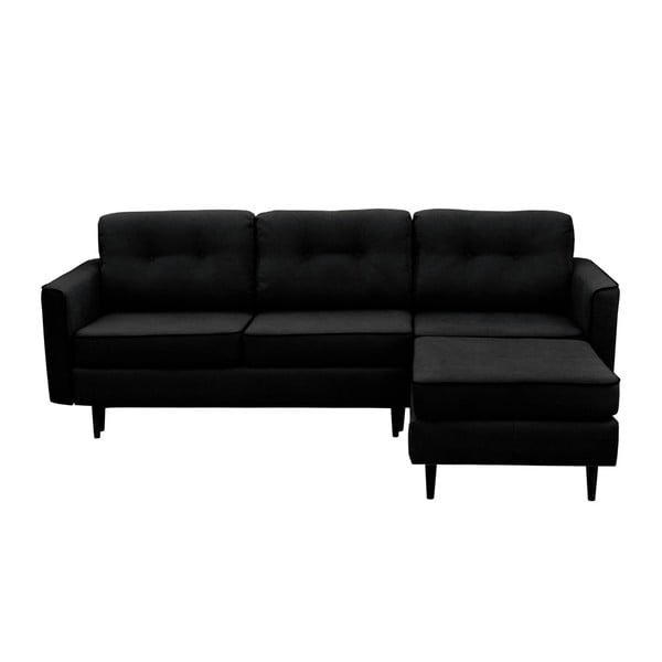 Crni kauč na razvlačenje s crnim nogama Mazzini Sofas Dragonfly, desni kut