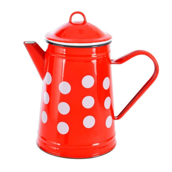Crveni emajlirani čajnik s poklopcem Orion Belly, 2 l