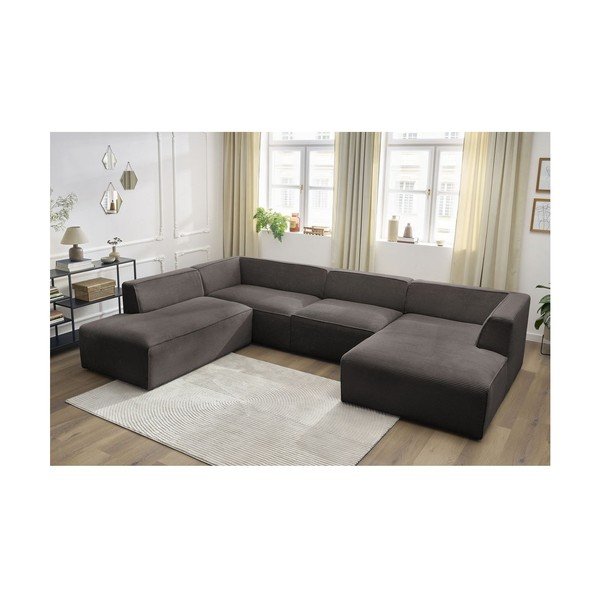 Smeđa kutna garnitura od samta (s lijevim kutom/u obliku slova "U") Megeve – Bobochic Paris-image-3