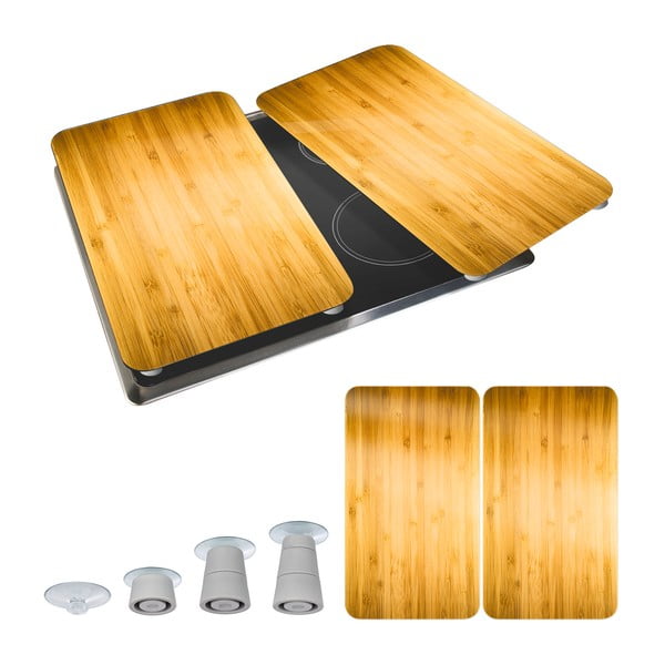 Zaštitni poklopci za štednjak u setu od kaljenog stakla 2 kom 52x30 cm Wooden – Maximex-image-2