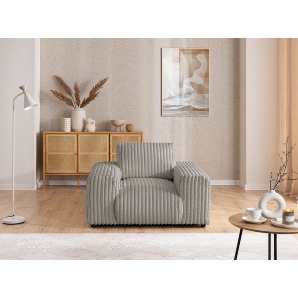 Svijetlo siva fotelja od samta Justin – Ropez-image-1