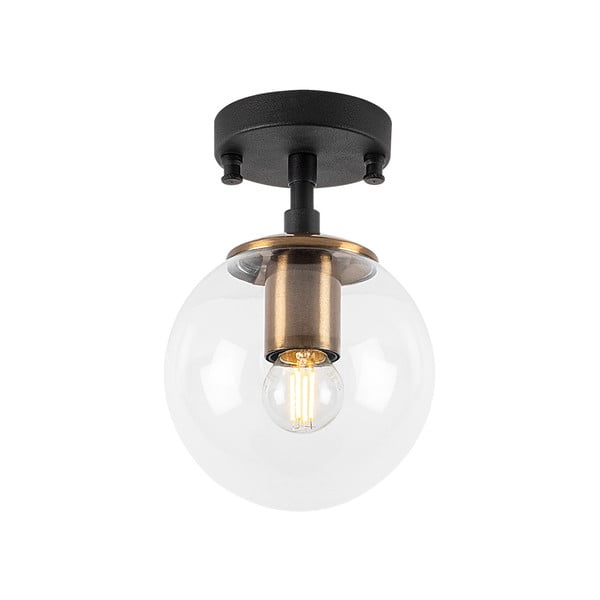 Crna stropna svjetiljka sa staklenim sjenilom ø 15 cm Atmaca – Opviq lights