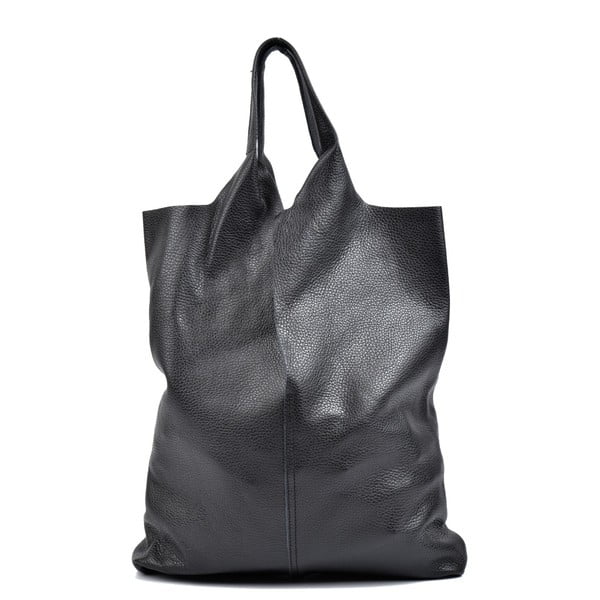 Crna kožna torba za kupovinu Isabella Rhea Palia