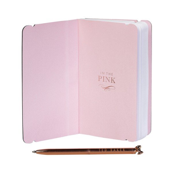 Ružičasta bilježnica s olovkom Ted Baker Bow-image-1