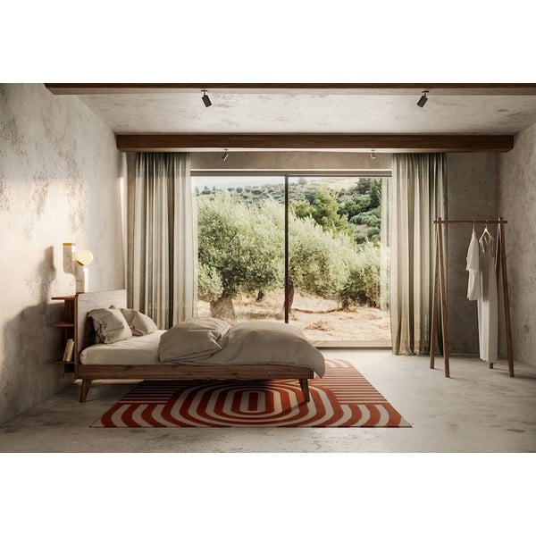 Smeđi bračni krevet od borovine s podnicom 180x200 cm Retreat - Karup Design-image-1