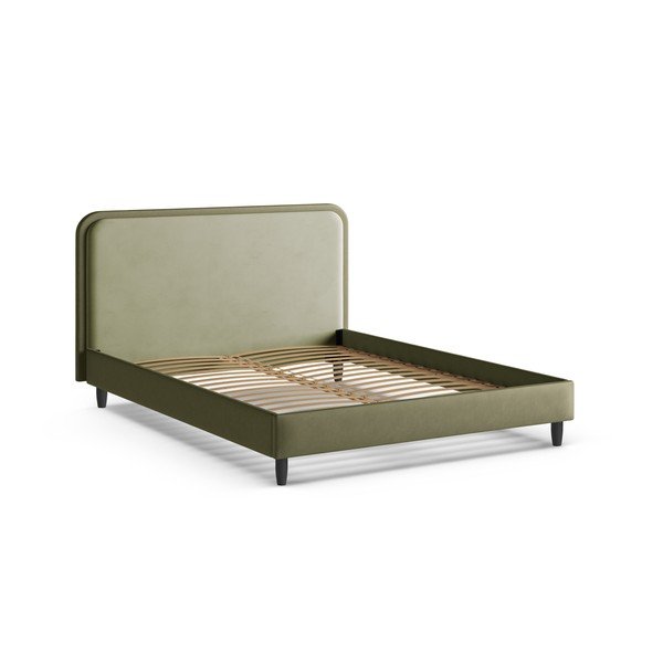 Zeleni tapecirani bračni krevet s podnicom 200x200 cm Aveline – Micadoni -image-2