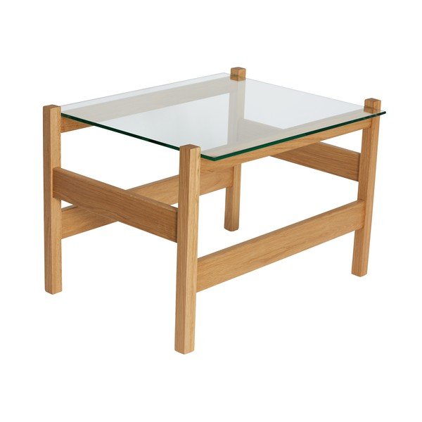 Stolić za kavu sa staklenom pločom stola u prirodnoj boji 52x66 cm Ledge – Hübsch