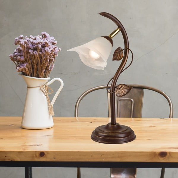 Tamno smeđa stolna lampa sa staklenim sjenilom (visina 40 cm) Bluszcz – LAMKUR-image-1