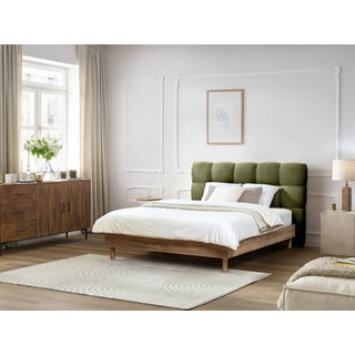 Zeleni tapecirani bračni krevet s podnicom 160x200 cm Kumo – Bobochic Paris