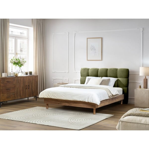 Zeleni tapecirani bračni krevet s podnicom 160x200 cm Kumo – Bobochic Paris-image-1