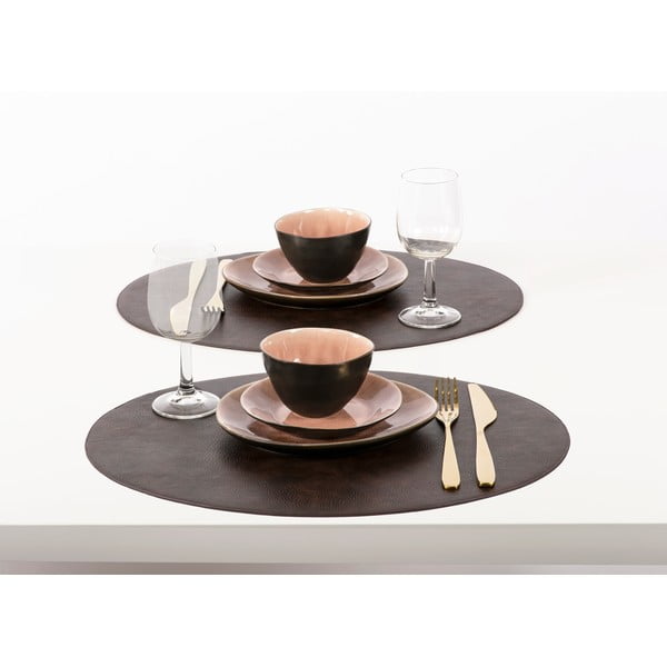 Tamnosmeđa prostirka s imitacijom kože ZicZacTroja, 33 x 45 cm-image-2