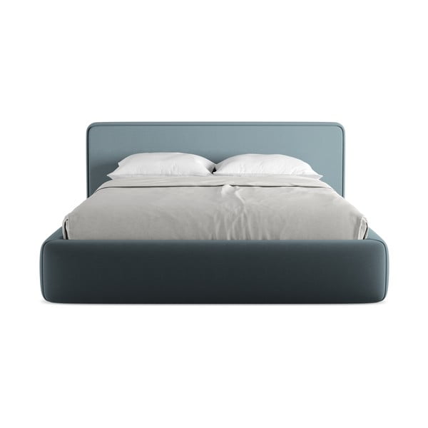 Plavi tapecirani bračni krevet s prostorom za odlaganje s podnicom 160x200 cm Kiana – Makamii-image-4