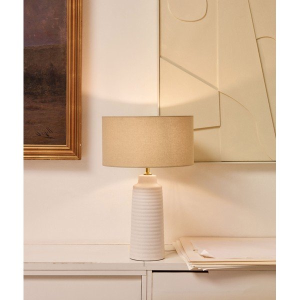 Bijela stolna lampa sa sjenilom od tkanine (visina 58 cm) Mijal - Kave Home-image-1