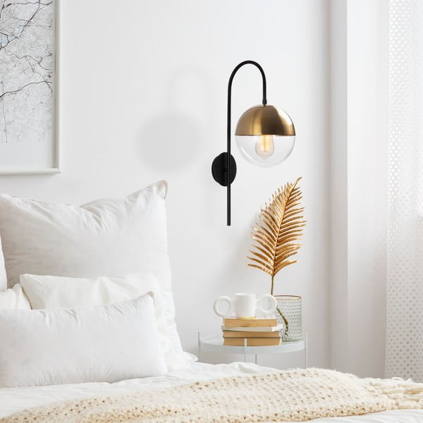 Crna/u zlatnoj boji zidna lampa ø 20 cm Bastos – Opviq lights-image-1