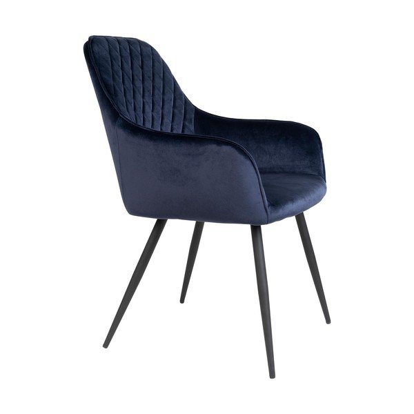 Tamno plave podstavljene blagovaonske stolice u setu s naslonima za ruke 2 kom Harbo – House Nordic-image-3