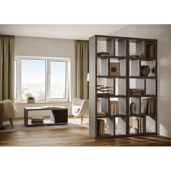 Siva biblioteka u betonskom dekoru 70x198 cm Berlin – TemaHome-image-1