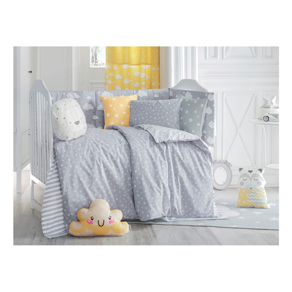 Siva dječja pamučna posteljina s plahtom za krevet za jednu osobu Mike &amp; Co. NEW YORK Carino, 90 x 120 cm