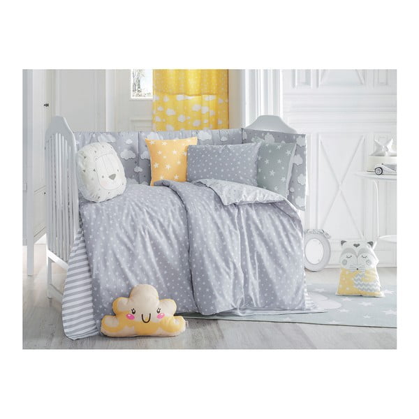 Siva dječja pamučna posteljina s plahtom za krevet za jednu osobu Mike &amp; Co. NEW YORK Carino, 90 x 120 cm