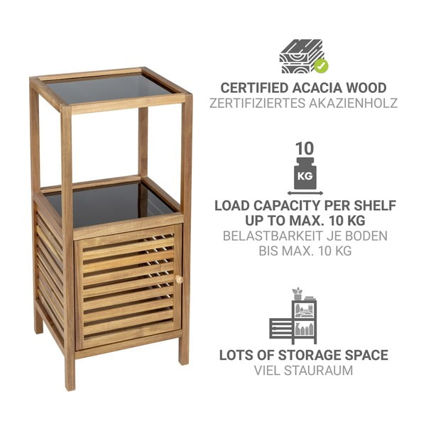 Crni/u prirodnoj boji nizak/uski kupaonski ormarić od masivnog bagrema 39,5x86 cm Fondi – Wenko-image-2