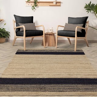 Crni/bež obostrani/ručno rađen juteni tepih 160x230 cm Cedar – Asiatic Carpets