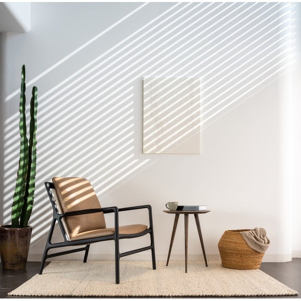 Crna/bež kožna fotelja Dedo – Gazzda-image-1