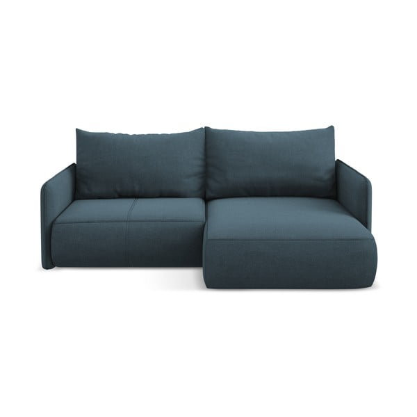 Plava sklopiva/s prostorom za odlaganje kutna garnitura (s desnim kutom) Nanea – Makamii