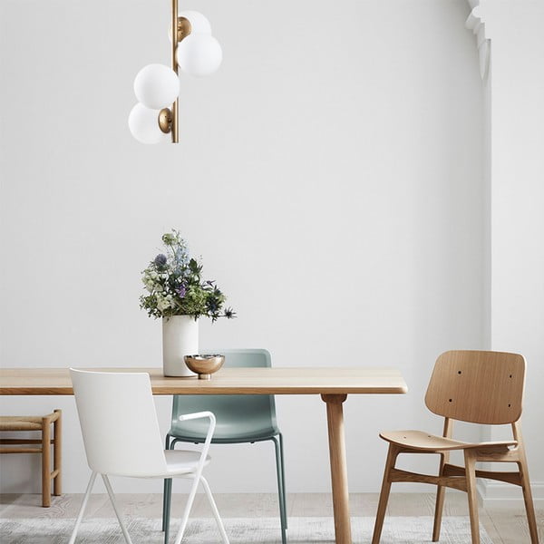 Bijela/mjedena stropna svjetiljka sa staklenim sjenilom ø 15 cm Faze – Opviq lights-image-1