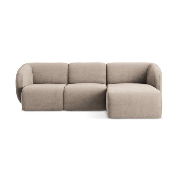 Svjetlo smeđa kutna garnitura od šenila (s desnim kutom/s ležaljkom) Lani – Makamii