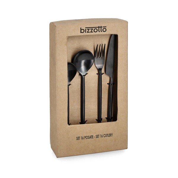 Crni pribor 16 kom od nehrđajućeg čelika za 4 osobe Bronte – Bizzotto-image-1