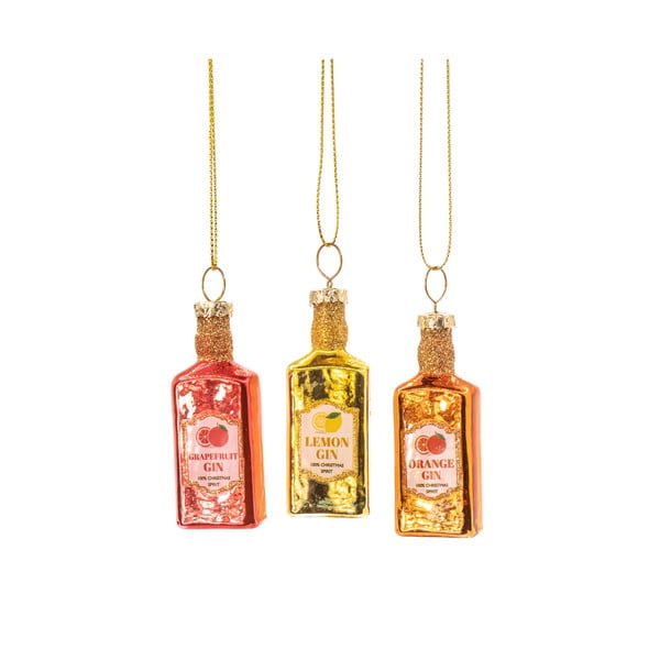 Stakleni ukrasi za božićno drvce u setu 3 kom ø 3 cm Gin Bottle – Sass & Belle