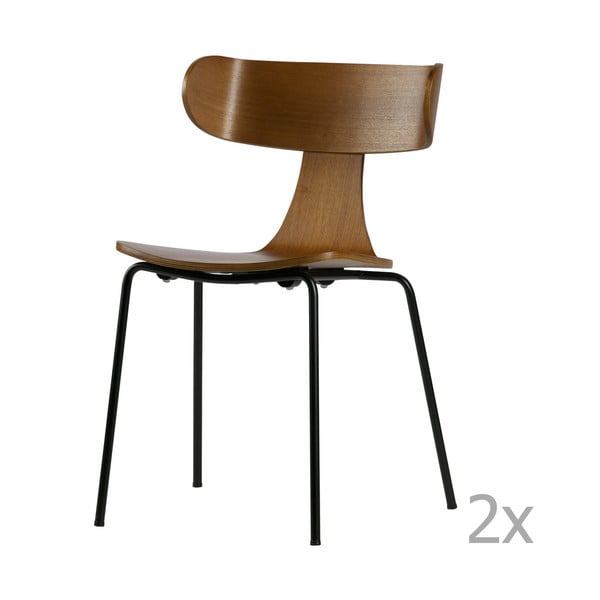 Set od 2 blagovaonske stolice od tamnog jasenovog furnira BePureHome Form