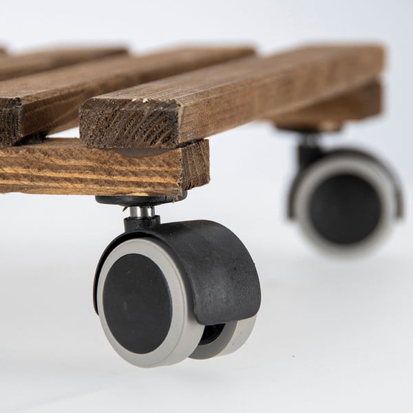 Smeđe drveno pomično postolje za tegle za cvijeće Esschert Design, 29 x 29 cm-image-1