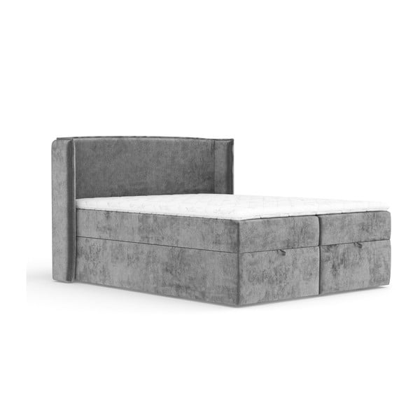 Sivi boxspring krevet s prostorom za pohranu 160x200 cm Passion – Maison de Rêve