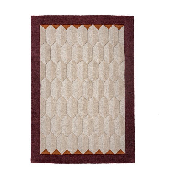 Bordo/u prirodnoj boji ručno rađen vunen tepih 120x170 cm Apex Border Wool – Flair Rugs