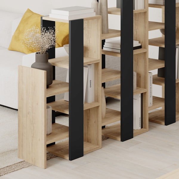 Crni/u prirodnoj boji regal u dekoru hrasta 158x151 cm Anissa – Marckeric-image-4