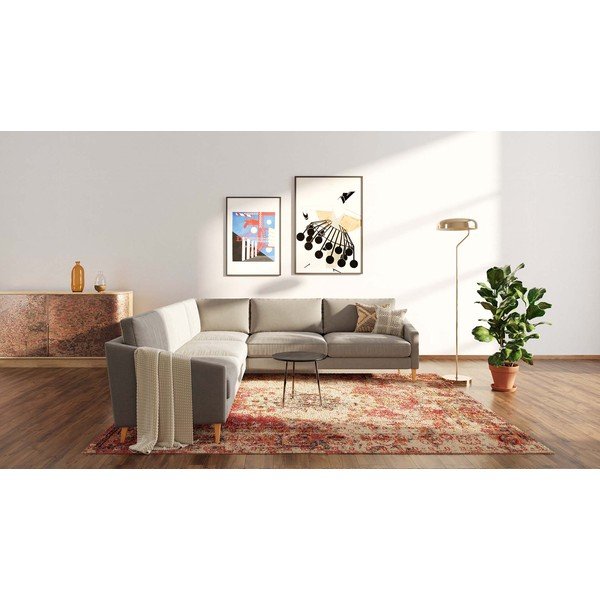 Bež baršunasta kutna garnitura Karoto – Ame Yens-image-1