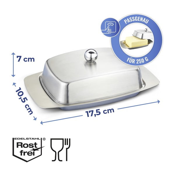 Posuda za maslac od nehrđajućeg čelika u sjajno srebrnoj boji – Maximex-image-3