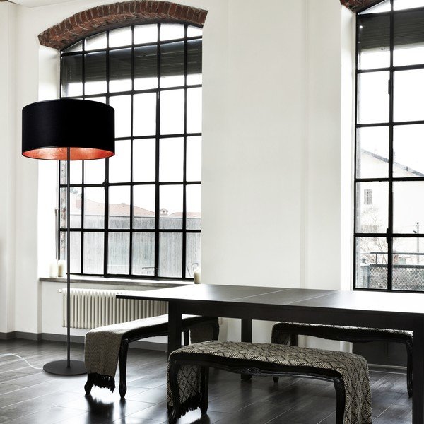 Crno-bakrena podna lampa Sotto Luce MIKA X 1F-image-1